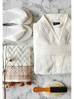 Bestpreis 🛒 BELLA MAISON Bademantel Marigold In Ecru Günstig Kaufen 🎉 -bella-maison Verkaufsladen bella maison bademantel marigold in ecru 2