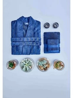 Beste Bewertungen von ⌛ BELLA MAISON Bademantel Velvet In Dunkel Blau Günstig Kaufen 😍 -bella-maison Verkaufsladen bella maison bademantel velvet in dunkel blau 3