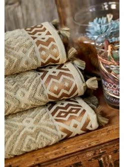 Budget 🔔 Bad BELLA MAISON Handtuchset Mosaic In Khaki Günstig Kaufen ⭐ -bella-maison Verkaufsladen bella maison handtuchset mosaic in khaki 2