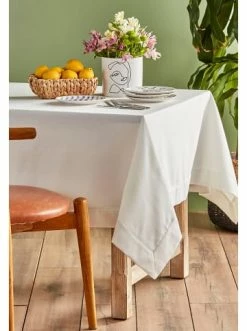 Bestpreis ❤️ Küche BELLA MAISON Tischdecke Basic In Weiss Günstig Kaufen 🤩 -bella-maison Verkaufsladen bella maison tischdecke basic in weiss 5